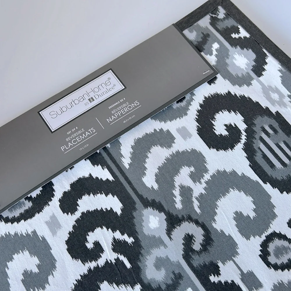 NWT Reversible Placemats Set of 4 - Suburban Home by Duralee - Charcoal …